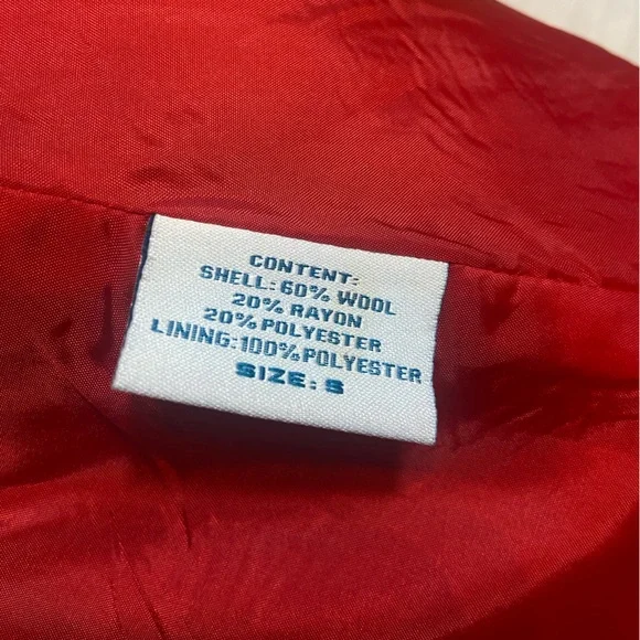 Red Wool Blend Pea Coat - Picture 8 of 10